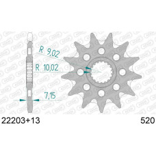 22203+13 звезда передняя (ведущая) стальная самоочищающаяся, 520, AFAM