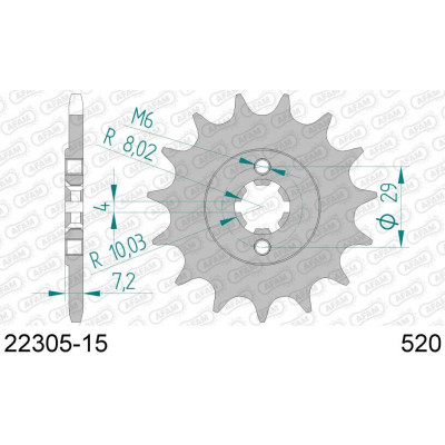 22305-15 звезда передняя (ведущая) стальная , 520, AFAM