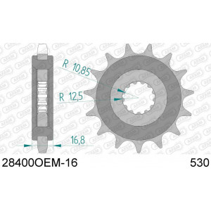 28400OEM-16 звезда передняя (ведущая) стальная с демпфером, 530, AFAM (JTF566.16)