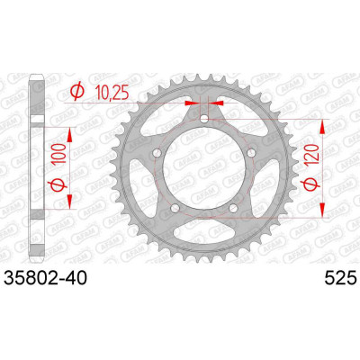 35802-40 звезда задняя (ведомая) стальная, 525, AFAM (JTR702.40)
