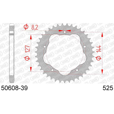 50608-39 звезда задняя (ведомая) стальная , 525, AFAM