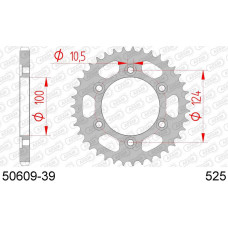 50609-39 звезда задняя (ведомая) стальная, 525, AFAM (JTR745.39)