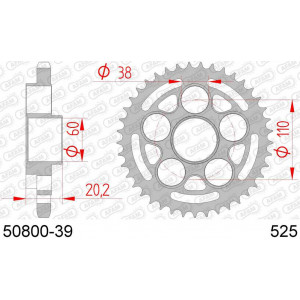 50800-39 звезда задняя (ведомая) стальная , 525, AFAM