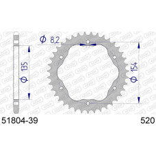 51804-39 звезда задняя (ведомая) алюминиевая для адаптера PCD, 520, AFAM