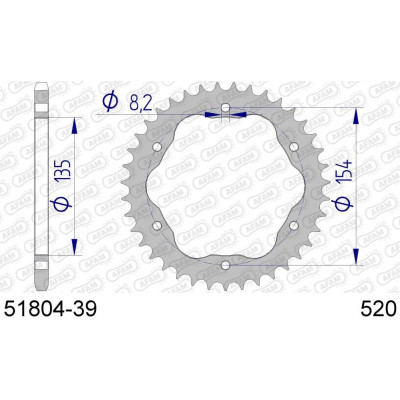 51804-39 звезда задняя (ведомая) алюминиевая для адаптера PCD, 520, AFAM