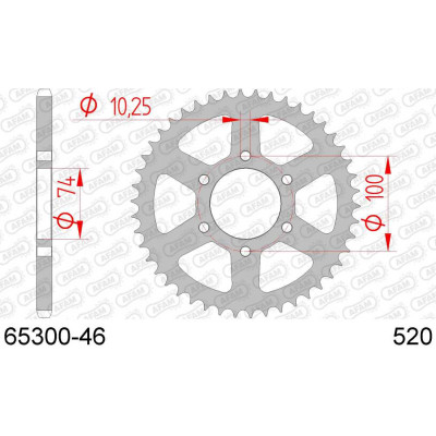 65300-46 звезда задняя (ведомая) стальная, 520, AFAM (JTR1073.46)