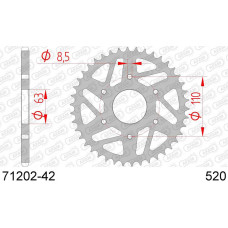 71202-42 звезда задняя (ведомая) стальная , 520, AFAM