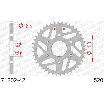 71202-42 звезда задняя (ведомая) стальная , 520, AFAM