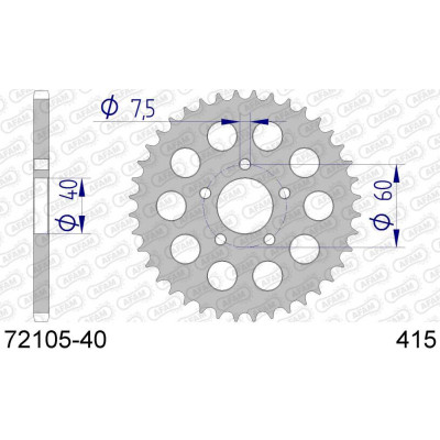 72105-40 звезда задняя (ведомая) алюминиевая, 415, AFAM