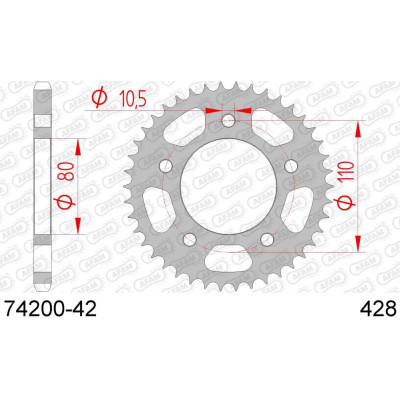 74200-42 звезда задняя (ведомая) стальная , 428, AFAM