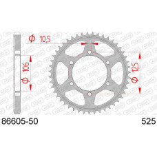 86605-50 звезда задняя (ведомая) стальная , 525, AFAM (JTR2014.50)