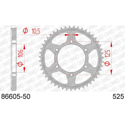 86605-50 звезда задняя (ведомая) стальная , 525, AFAM (JTR2014.50)