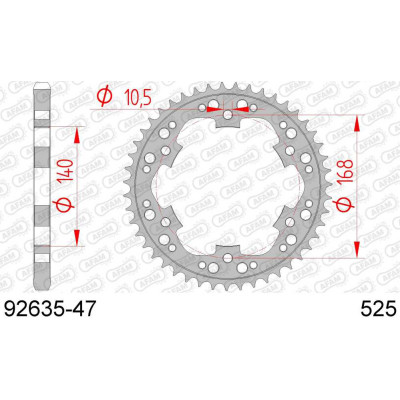 92635-47 звезда задняя (ведомая) стальная , 525, AFAM (JTR3.47) (4656-47)