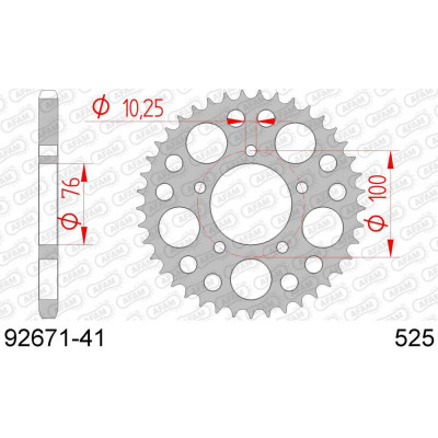 92671-41 звезда задняя (ведомая) стальная, 525, AFAM