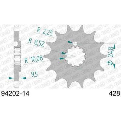 94202-14 звезда передняя (ведущая) стальная , 428, AFAM (JTF1907.14)