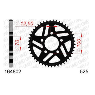 164802-45 звезда задняя (ведомая) стальная , 525, AFAM