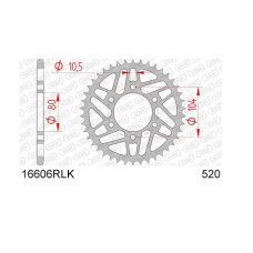 16606RLK-43 звезда задняя (ведомая) стальная, облегченная, 520, AFAM (JTR478.43)