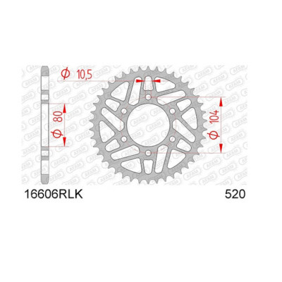 16606RLK-43 звезда задняя (ведомая) стальная, облегченная, 520, AFAM (JTR478.43)