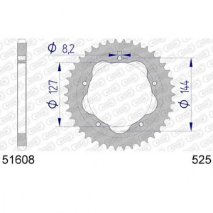 50608K-42 звезда задняя (ведомая) стальная, черная, 525, AFAM