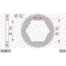 50803K-39 звезда задняя (ведомая) стальная, черная, 525, AFAM