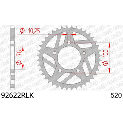 92622RLK-41 звезда задняя (ведомая) стальная, облегченная, 520, AFAM