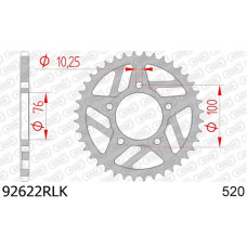 92622RLK-42 звезда задняя (ведомая) стальная, облегченная, 520, AFAM