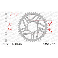 92622RLK-44 звезда задняя (ведомая) стальная, облегченная, 520, AFAM