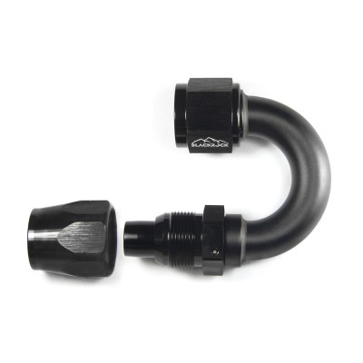 - 10 AN (10AN AN10) фитинг 180°, 20 серия Cutter Style, BLACKROCK LAB ЧЁРНЫЙ, A10-180-2BK