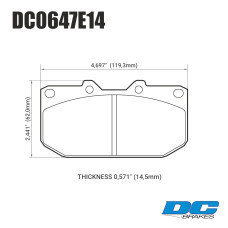 Колодки тормозные DC0647E14 DC Brakes RT.2 передние SUBARU Impreza WRX; Nissan 300ZX; HPB тип 1;
