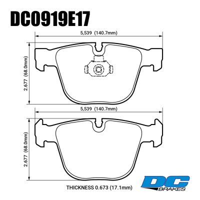 Колодки тормозные DC0919E17 DC Brakes RT.2 задние BMW 5 (E60), M3 (E92), M5, (E63), 7 (E65, E66)