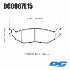 Колодки тормозные DC0967E15 DC Brakes RT.2, задн. DODGE RAM 1500, DURANGO