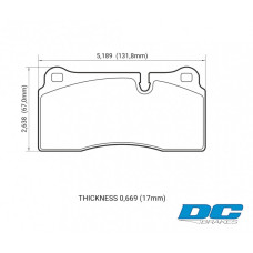 Колодки тормозные DC0968V17 DC brakes STREET STR.S, Brembo тип B, H, P / Rotora FC4 / Nissan GTR R35