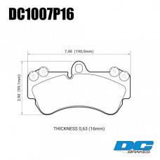 Колодки тормозные DC1007P16 DC Brakes Street STR.S+, перед PORSCHE CAYENNE (955); VW TOUAREG 330 ММ;