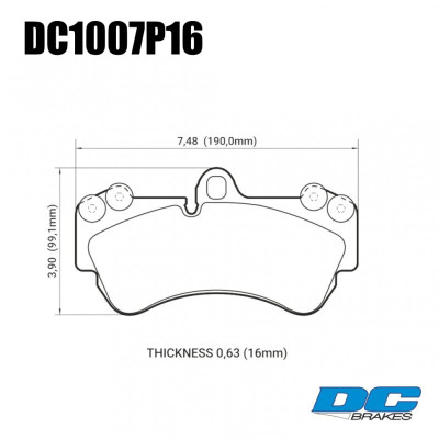 Колодки тормозные DC1007P16 DC Brakes Street STR.S+, перед PORSCHE CAYENNE (955); VW TOUAREG 330 ММ;