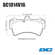 КОЛОДКИ ТОРМОЗНЫЕ DC1014V16 DC BRAKES STR.S, ПЕРЕД PORSCHE CAYENNE (955) / AUDI Q7 / VW TOUAREG