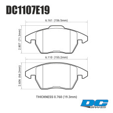 Колодки тормозные DC1107E19 DC Brakes RT.2 перед. AUDI A3 / VW GOLF 5,6 , PASSAT CC, B6, B7