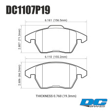 Колодки тормозные DC1107P19 DC Brakes Street STR.S+, перед. AUDI A3, VW GOLF 5,6 , PASSAT CC, B6, B7