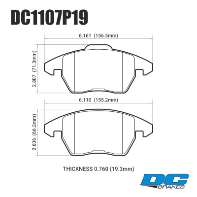 Колодки тормозные DC1107P19 DC Brakes Street STR.S+, перед. AUDI A3, VW GOLF 5,6 , PASSAT CC, B6, B7