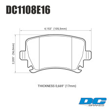 Колодки тормозные DC1108E16 DC Brakes RT.2 задн. AUDI TT 8J, A6, A4, A3; Octavia 1Z, 5E; VW GOLF 5,6