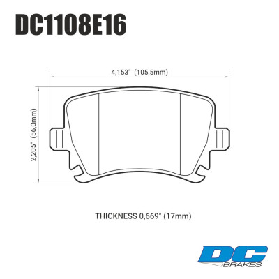 Колодки тормозные DC1108E16 DC Brakes RT.2 задн. AUDI TT 8J, A6, A4, A3; Octavia 1Z, 5E; VW GOLF 5,6