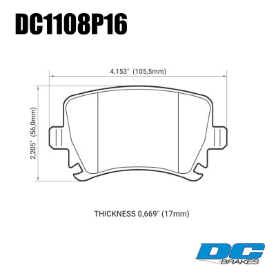 Колодки тормозные DC1108P16 DC Brakes Street STR.S+, задн. AUDI TT, A6, A4, A3; Octavia; GOLF 5,6