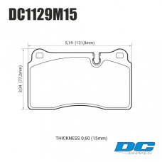 Колодки тормозные DC1129M15 DC brakes Race Track, перед MMC LANCER EVO V-X; SUBARU WRX STI