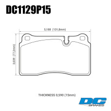 Колодки тормозные DC1129P15 DC brakes STREET STR.S+, перед MMC LANCER EVO V-X; SUBARU WRX STI