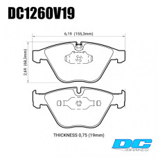 Колодки тормозные DC1260V19 DC brakes Street STR.S; передние BMW E90,91,92, 335i, M3 E90, E60, E63 (HB551)