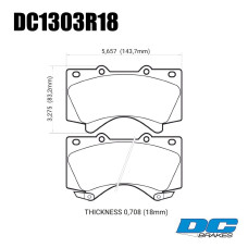 Колодки тормозные DC1303R18 DC Brakes Street HD+, передние LEXUS LX570, LX450D, TOYOTA LC200 Tundra