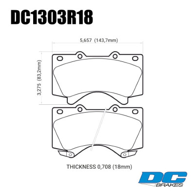 Колодки тормозные DC1303R18 DC Brakes Street HD+, передние LEXUS LX570, LX450D, TOYOTA LC200 Tundra