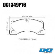 Колодки тормозные DC1349P16 DC brakes STR.S+, перед PORSCHE CAYENNE 9PA; PANAMERA 970; TOUAREG 7LA