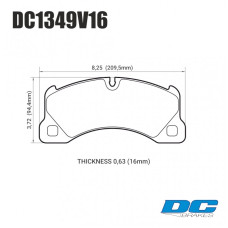 Колодки тормозные DC1349V16 DC brakes STR.S, перед PORSCHE CAYENNE 955, 92A; PANAMERA; TOUAREG