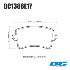 Колодки тормозные DC1386E17 DC Brakes RT.2 задн. AUDI A5, A4, Q5, A6, A7, A8