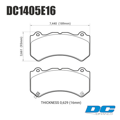 Колодки тормозные DC1405E16 DC Brakes RT.2 перед. Jeep SRT8 2012-2014, AUDI 4F RS6 (BREMBO)